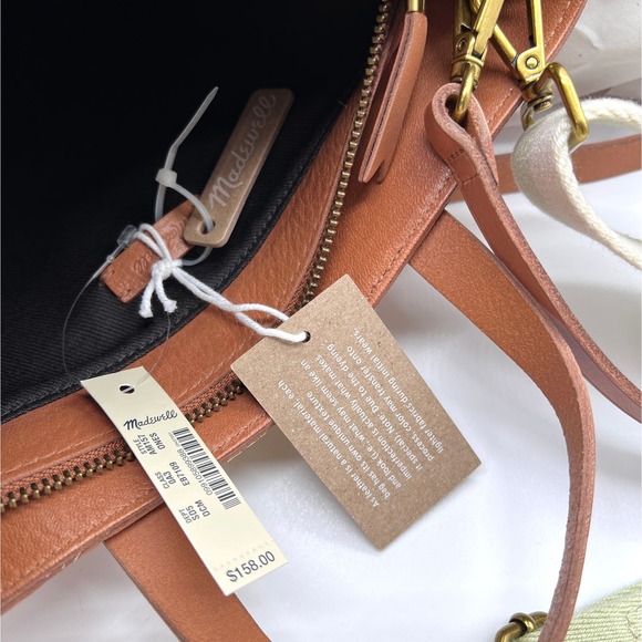 MADEWELL The Zip Top Transport Crossbody Bag Striped Edition Desert Camel NWT - Picture 10 of 11